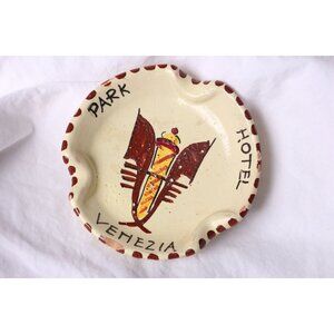 Vtg Trinket Dish, 1966 Park Hotel Venezia Venice, Italy Ceramic Ashtray Guerrier
